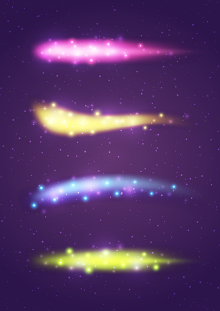 Set of shiny light elements with transparent effectのイラスト素材