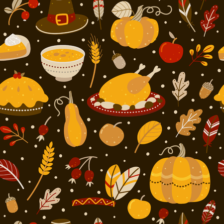 Seamless pattern with Thanksgiving day elementsのイラスト素材