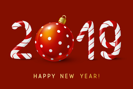 New Year concept - 2019 candy numbers on redのイラスト素材