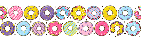 Seamless border with color donutsのイラスト素材