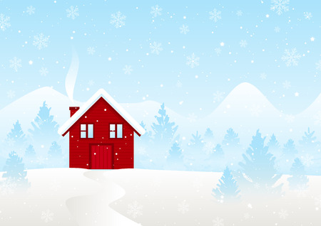 Christmas greeting card with winter landscapeのイラスト素材