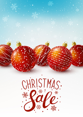 Christmas greeting card with red ballsのイラスト素材