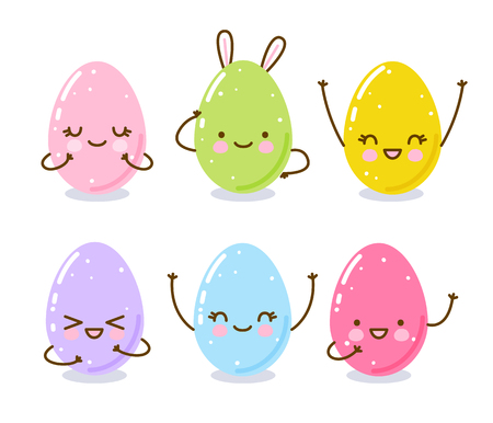 Set of cute Easter eggs isolated on whiteのイラスト素材