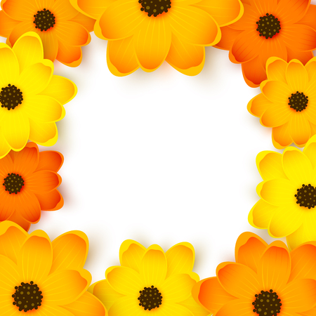 Orange and yellow flowers frame for your summer designのイラスト素材