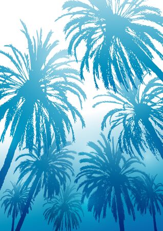 Summer tropical trees with palm treesのイラスト素材