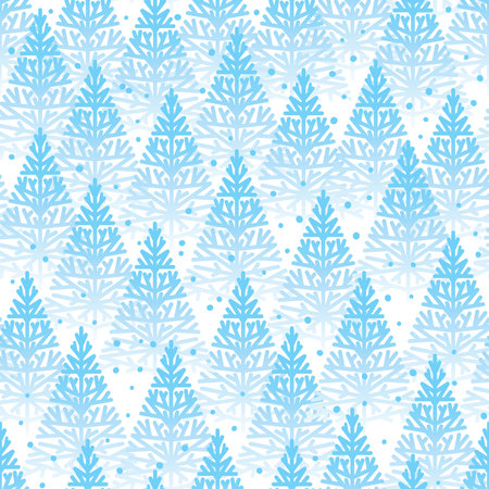 Seamless pattern with snow winter forest on white background for your Christmas and New Year holiday designのイラスト素材