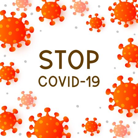 Red coronavirus isolated on white background - concept of covid-19 pandemicのイラスト素材
