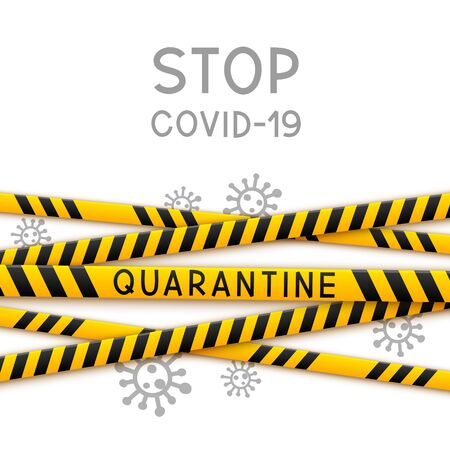 Signal tape border for quarantine coronavirus design on white backgroundのイラスト素材