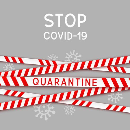 Signal tape border for quarantine coronavirus design on white backgroundのイラスト素材