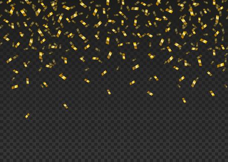 Golden party confetti border on transparent backgroundのイラスト素材