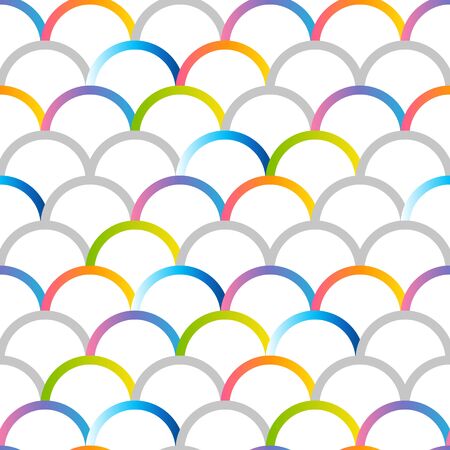 Seamless pattern with rainbow scales ornament on white backgroundのイラスト素材
