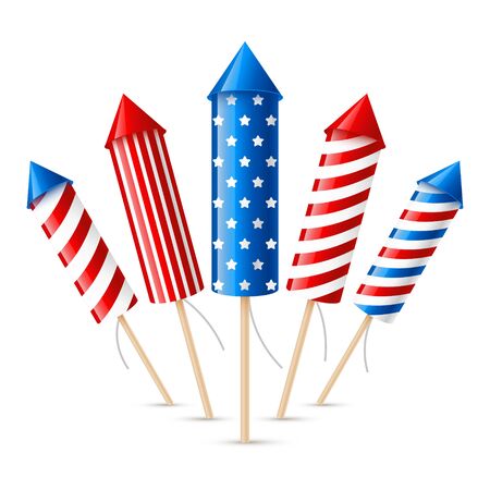 Group of firework rockets for independence day designのイラスト素材