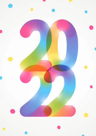 New Year concept with color 2022 numbers - vertical greeting card for Your holiday designの写真素材