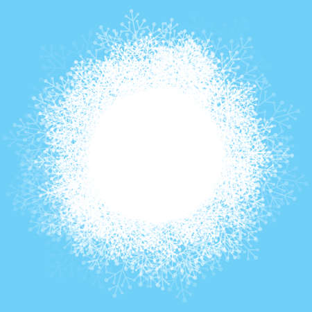 Round snowflakes frame on blue background for Your Christmas winter designの写真素材