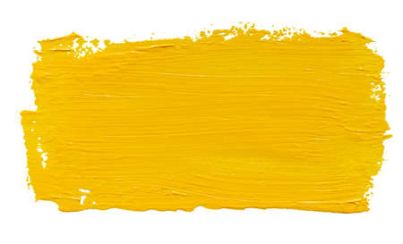 Vector paint brush stroke texture isolated on white - yellow acrylic element for Your designのイラスト素材
