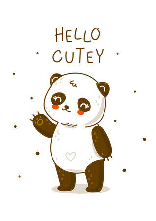 Cute panda bear isolated on white - cartoon character for Your happy designのイラスト素材