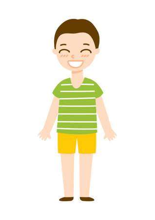 Cute cartoon school boy isolated on white backgroundのイラスト素材