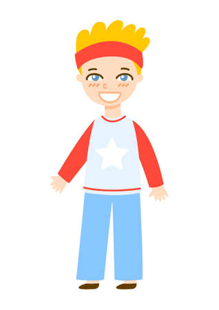 Cute cartoon school boy isolated on white backgroundのイラスト素材
