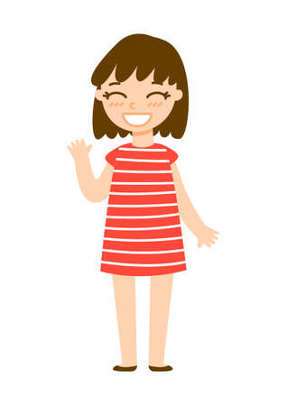 Cute cartoon school girl isolated on white backgroundのイラスト素材