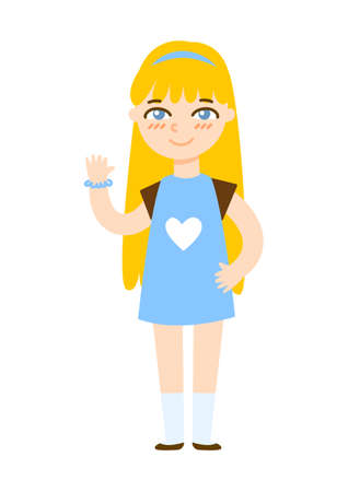 Cute cartoon school girl isolated on white backgroundのイラスト素材