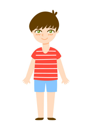 Cute cartoon school boy isolated on white backgroundのイラスト素材