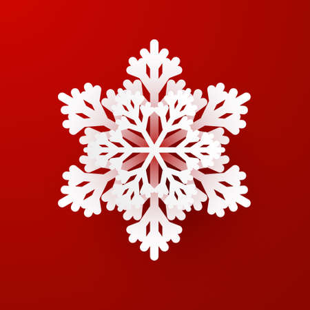 Paper Christmas snowflake on red backgroundのイラスト素材
