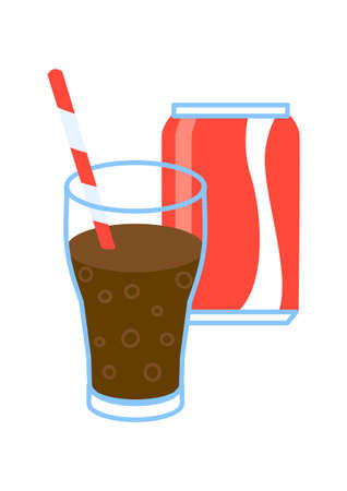 Cute cartoon can of soda isolated on white backgroundのイラスト素材