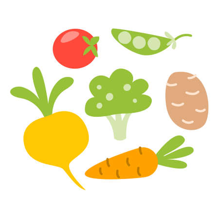 Cartoon vegetables isolated on white backgroundのイラスト素材