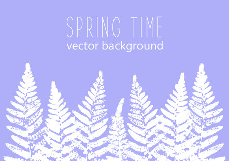 Horizontal border with fern leaves paint prints isolated on white backgroundのイラスト素材