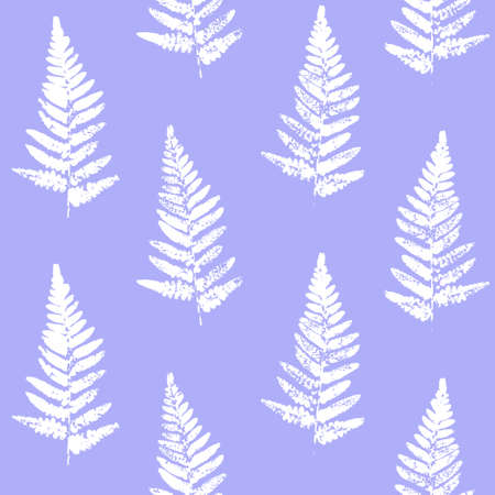 Seamless pattern with fern leaves paint prints on color backgroundのイラスト素材