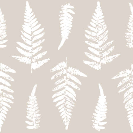 Seamless pattern with fern leaves paint prints on color backgroundのイラスト素材
