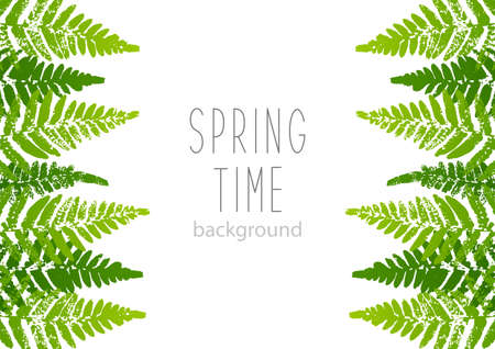 Vertical border with fern leaves paint prints isolated on white backgroundのイラスト素材