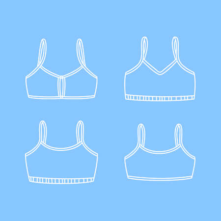 Set of women's lingerie - vector outline objectsのイラスト素材