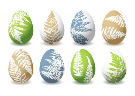 Set of Easter eggs with fern floral ornate for Your holiday designのイラスト素材