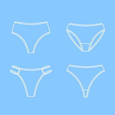 Set of women's panties - vector outline objectsのイラスト素材