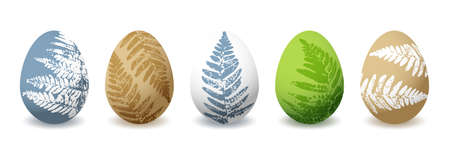 Set of Easter eggs with fern floral ornate for Your holiday designのイラスト素材
