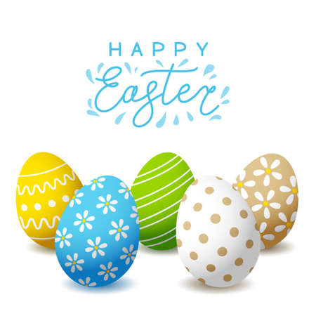 Greeting card with Easter eggs with color ornate for Your holiday designのイラスト素材