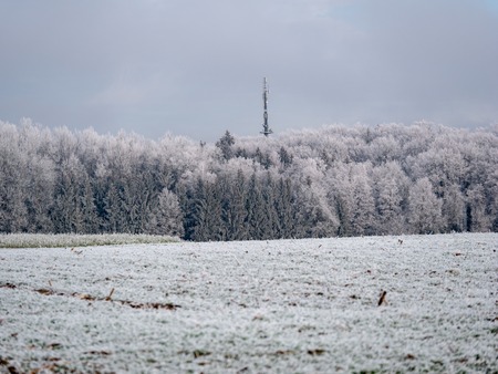 Image of romantic winter landscape after the first snowの写真素材