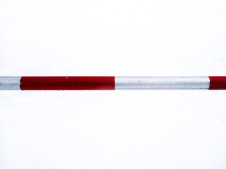 Image of red and white security barrier close upの写真素材