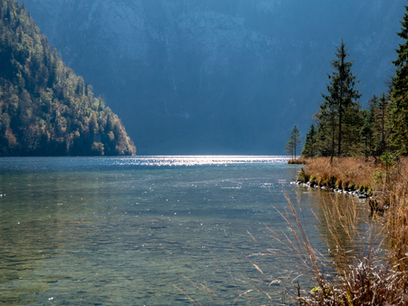 Image of beautiful landscape with lake and mountainsの写真素材