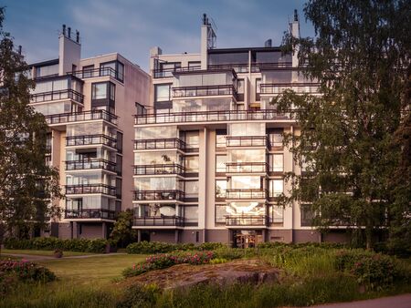 Image of modern and exclusive residential apartment building in europeの写真素材