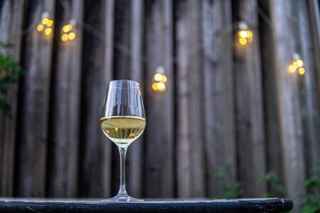 Image of empty wine glas with background, moody tonesの写真素材