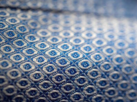 close up roll striped fabric blue and white of shirt, photo shoot by depth of field for object.の写真素材