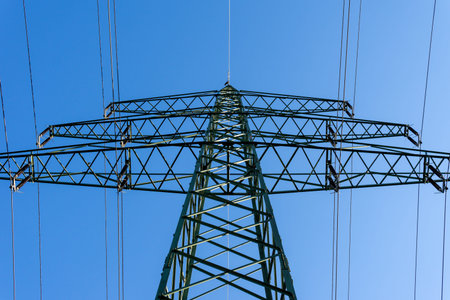 High voltage post or High voltage tower with sky background