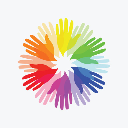 Colorful hands flower design elementのイラスト素材