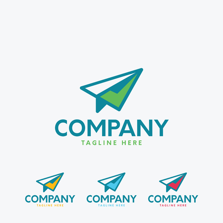 Paper plane check mark company logoのイラスト素材