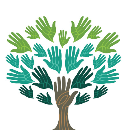 Tree of hands illustrationのイラスト素材