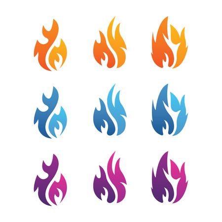 Collection of fire icons with different colorsのイラスト素材