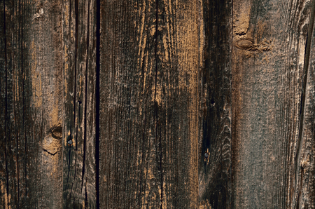 Dark light of a wooden texture, vertical direction, yellow shades of paintの写真素材