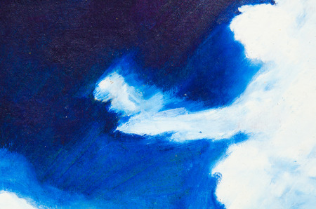 Blue and white paint on canvas, beautiful backgroundの写真素材